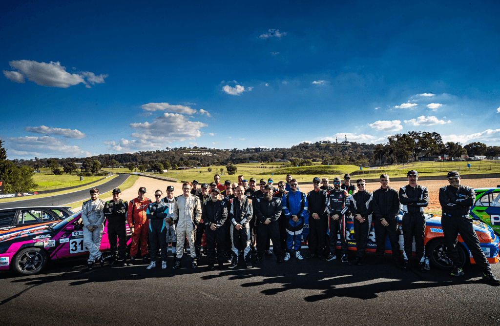APRA and Formula RX8 competitors on the Mount Panorama starting grid